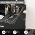 thumbnail image 1 of Black Modern Vanity Desk with Large LED Mirror & Power Outlet - 7 Drawers - Adjustable Light Modes - Cushioned Stool, Hairdryer Holder - Makeup Table Set for Bedroom - Color: black, 1 of 8