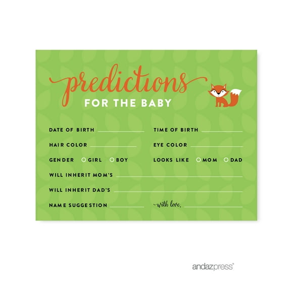 Predictions For Baby  Woodland Animals Deer Baby Shower Games , 20-Pack