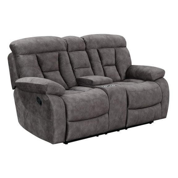 Steve Silver Bogata Traditional Upholstered Loveseat with Console, Mushroom