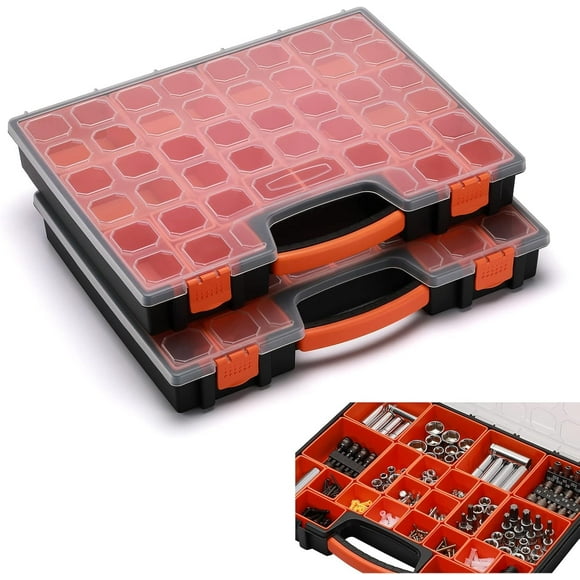 UTAH-2PCS Multi-Purpose Toolbox, Professional Organizer with 22 Bin Compartments, Box Organizer for Hardware, Screws, Bolts, Nuts, Nails, Tools, Arts
