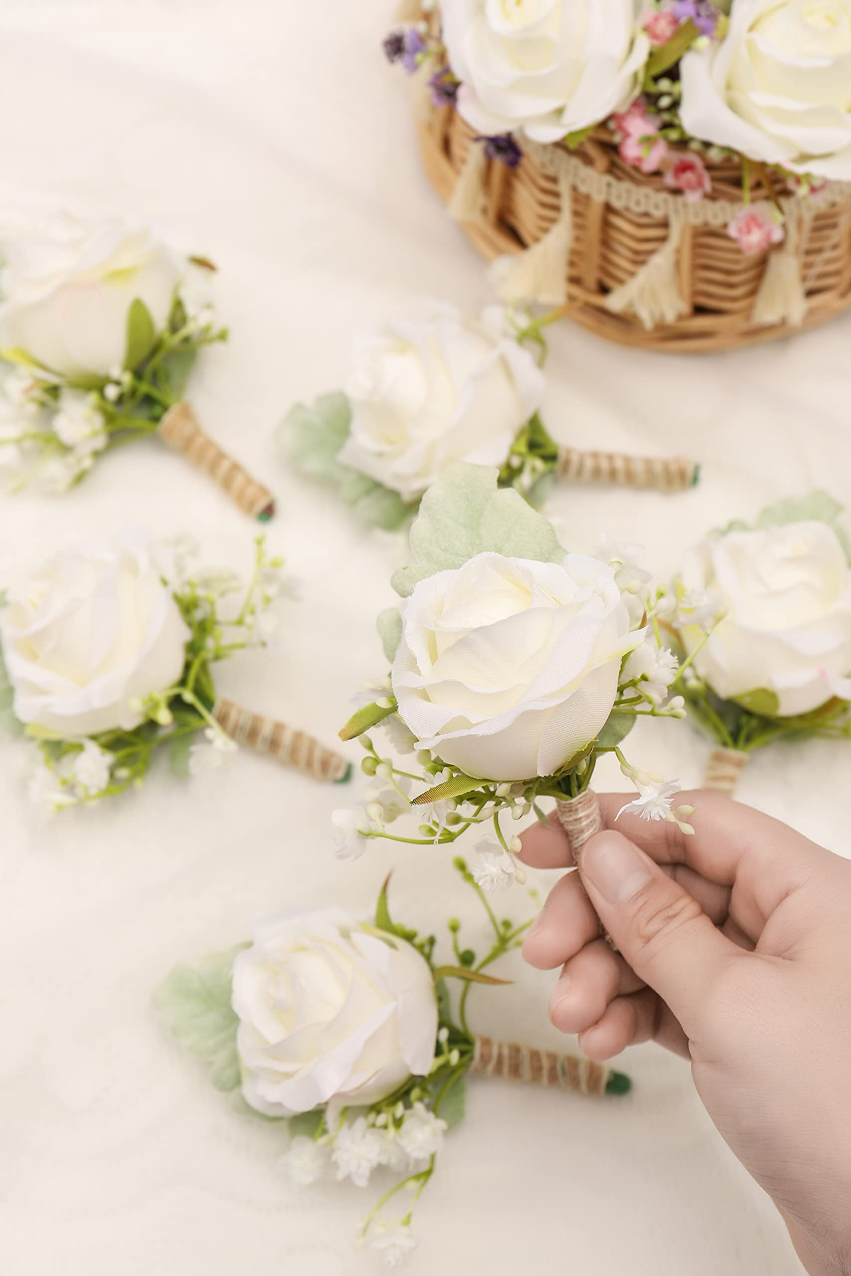 Ivory Rose Wrist Corsage Wristlet Band Bracelet And Men - Temu