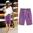 thumbnail image 2 of Top and Shorts Sets for Women, Womens Elastic Waist Printing Drawstring Shorts, 2 of 3