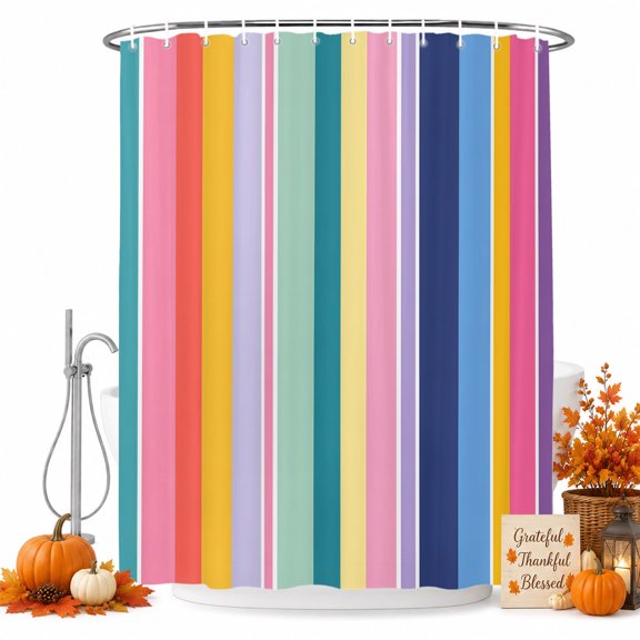 Colorful Farmhouse Stripes Shower Curtain, Waterproof Shower Curtains for Bathroom, Modern Abstract Art Striped Washable Fabric Bathtub Curtain Set Bath Decor with 12 Hooks Extra Long 72"x96"