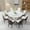 6 Brown Chairs+Table, variant on 59"Round Marble-Design Dining Set w/ 6 Grey Chairs+Table & Petal Base | 6-8 Seater for Kitchen/Dining Room