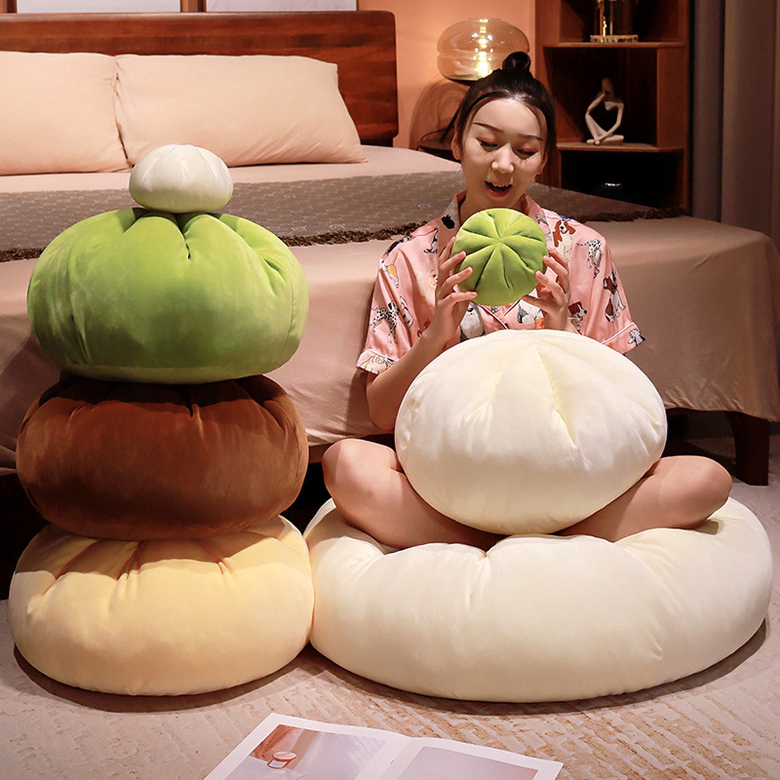 Giant Dumpling Squishies Stress Ball, Super Soft Mega Rainbow Dumpling Fidget Sensory Toy for ADHD, Squeeze Dough Ball Stress Relief Hand Pillow, Cute Stuffed Bun for Bedroom, Sofa, Dorm Room Decor