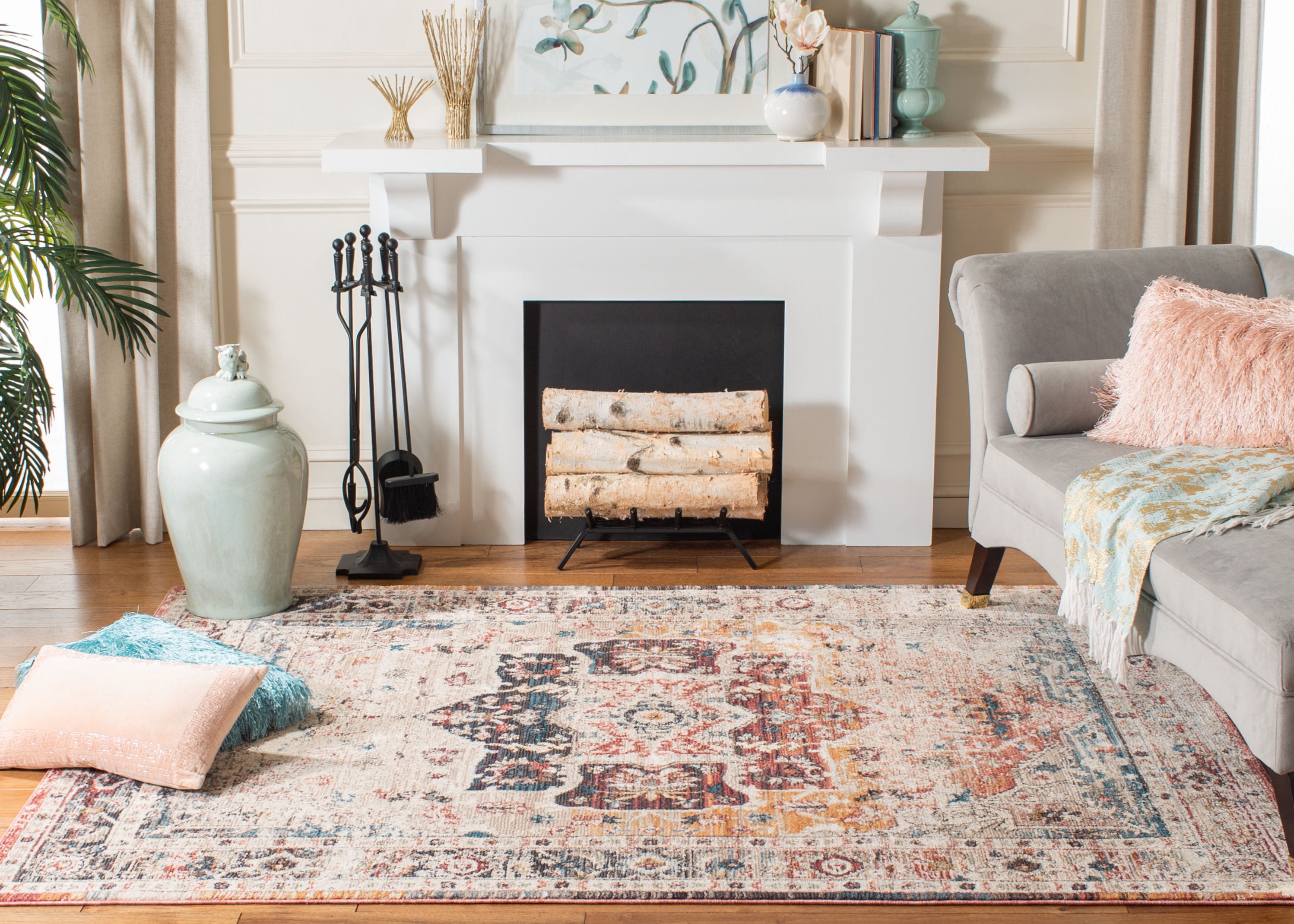 Safavieh Carlyle Anne Medallion Area Rug, Ivory/Blue, 5'3" x 7'6"