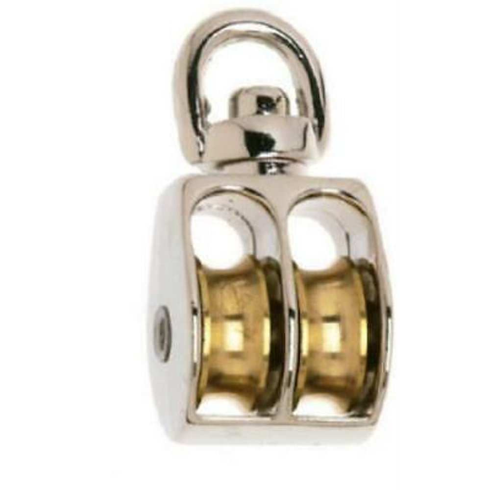 5PK 1" Double Swivel Rope Pulley Brass Sheave 5/16" Rope