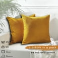 thumbnail image 4 of 3S Brother's Solid Color Cushion Cover Velvet Look Home Décor Throw Pillow Case with Invisible Zipper Set of 2 Pieces for Chair Couch Bedroom & Livingroom Décor Pillowcase - M-Yellow 16"x16" Each, 4 of 9