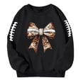 thumbnail image 1 of Girls Sequin Bow Rugby Print Casual Sweatshirt Clothes, 1 of 4