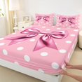 thumbnail image 3 of Manfei Teens Girls Cute Bow-Tie 4 Pieces Queen Sheet Sets,Dreamy Princess Bowknot Ultra Soft Flat Sheet,Polka Dots Queen Fitted Sheet,Ultra Soft Home Decor, 3 of 7