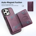 thumbnail image 6 of ELEHOLD for iPhone 14 Pro Case , Compatible Mag safe Accessory Luxury 2 in 1 Detachable PU Leather Flip Kickstand Credit Slots Wallet Shockproof Case for iPhone 14 Pro,Purple, 6 of 9
