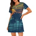 thumbnail image 1 of Easygdp Palm Trees Camisón de manga corta para mujer, informal, estampado, 1 of 6