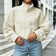thumbnail image 5 of Yutgune Women's Cropped Polka Dots Jacket Zip up with Pockets Stand Collar Bomber Jacket Fall Workout Outerwear, 5 of 8
