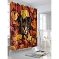 thumbnail image 3 of Fall Shower Curtain Orange Maple Leaves Shower Curtains for Bathroom Thanksgiving Decor, Waterproof Polyester Shower Curtain Set with Hooks, Standard Size 72" x 72" Cute Cat, 3 of 6