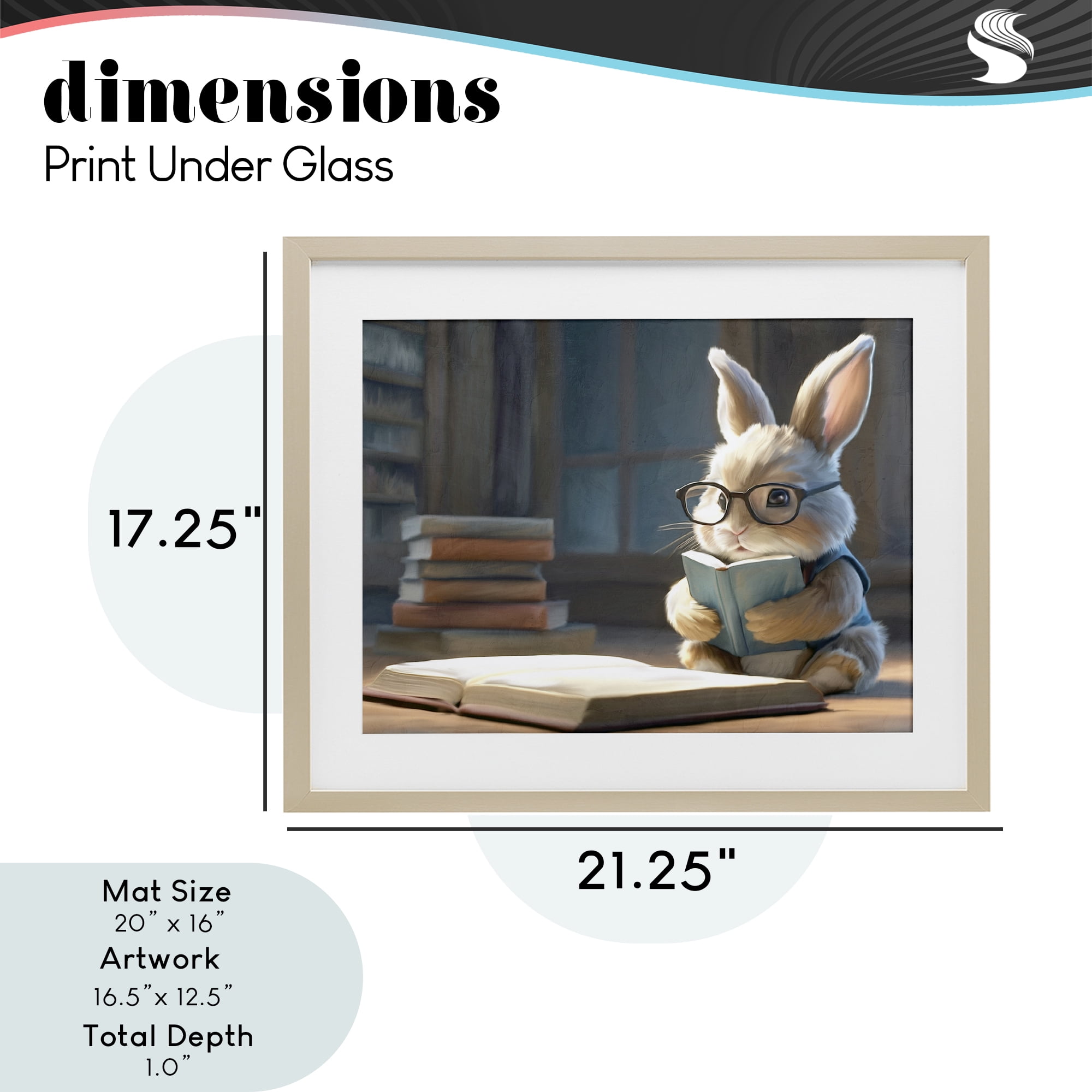Stupell Industries Bookish Bunny at Desk Birch Framed Print Under Glass, design by Kim Allen