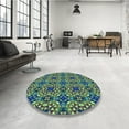 thumbnail image 4 of Ahgly Company Machine Washable Indoor Round Transitional Kelly Green Area Rugs, 5' Round, 4 of 7