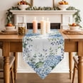 thumbnail image 3 of Table Runners 72 Inches Long, Blue Flower Cotton Linen Kitchen Dining Coffee Table Runner for Party Home Decor, Sage Green Eucalyptus Leaves Farm Plant Tabletop Dresser Scarves Runner 16x72 Inch, 3 of 9