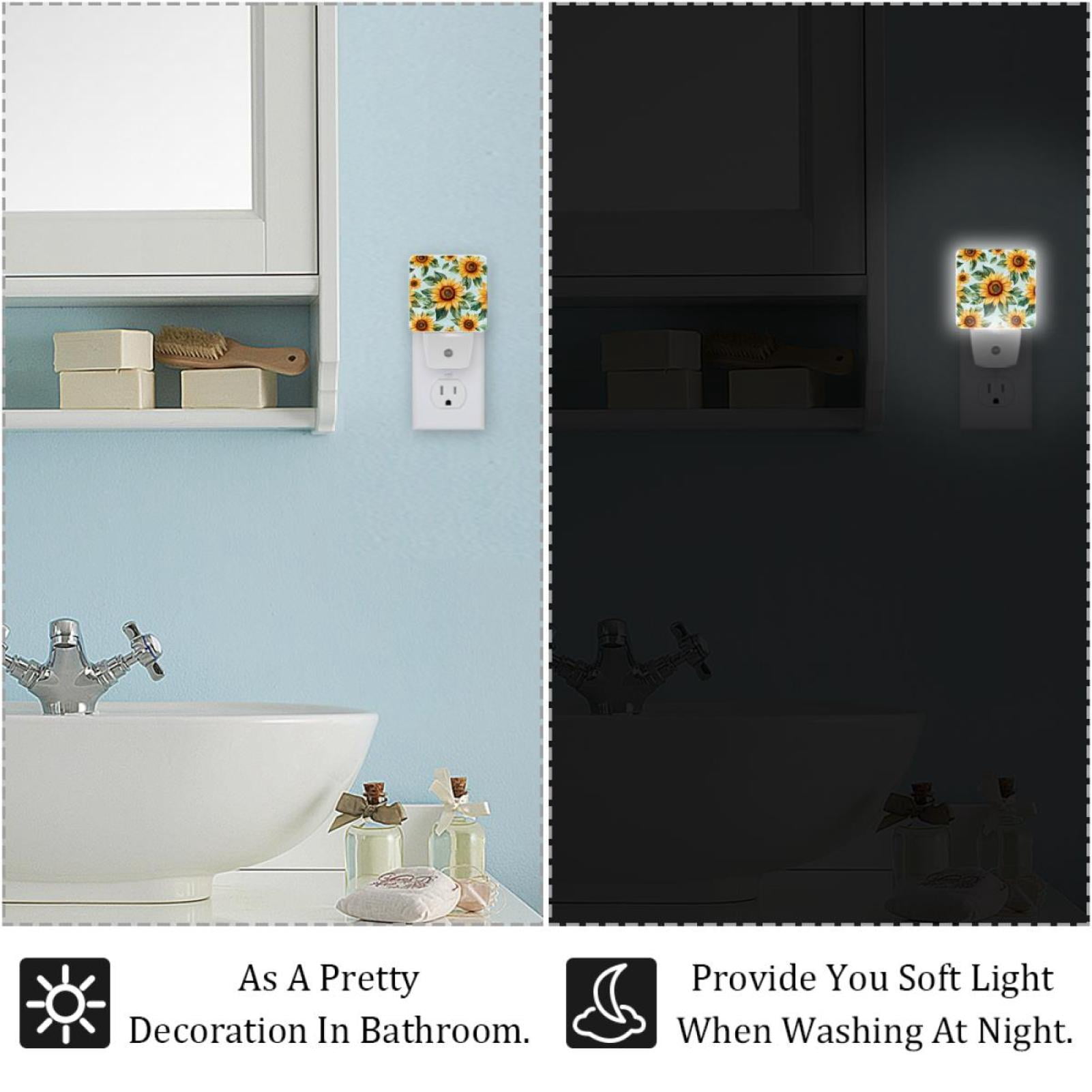 PhooArto Floral Sunflowers Pattern Plug in LED Night Light Auto Sensor Dusk to Dawn Decorative Night for Bedroom, Bathroom, Kitchen, Hallway, Stairs, Baby's Room, Energy Saving