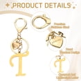 thumbnail image 3 of Llave de inicial Uxcell Letra T, anillo de alfabeto en forma de corazón de acero inoxidable, dorado, 3 of 6