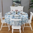 thumbnail image 2 of Blue Christmas Snowflake Pattern Round Tablecloth 60"x60",Wrinkle Wipeable Table Cloth for Kitchen Dining Room Picnic Patio Party, 2 of 6