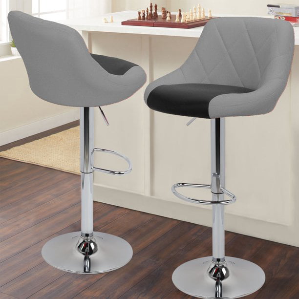 Bar Stools Chair Set Of 2 Dining, Low Back Faux Leather Bar Stools