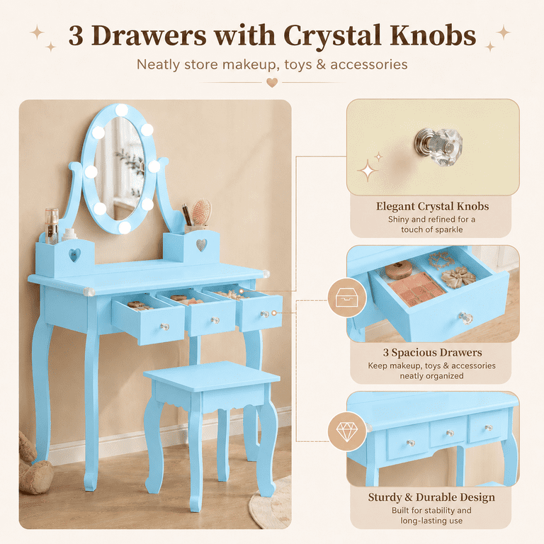 dressing table blue Oxford Solid Wood Dressing Table Blue/Oak