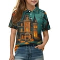thumbnail image 5 of Grblisyd Boys Girls Polo Shirt Short Sleeve Halloween Pumpkin Ghost Print Shirt Soft Button Closure Collar Graphic Tee Top, 5 of 5