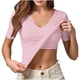 thumbnail image 3 of TaTaai Women's Sports Short Sleeve Top, V-Neck Slim Fit with Chest Mat, Soft Breathable Fabric, Perfect for Spring, Summer and Daily Active Wear Gift, 3 of 9