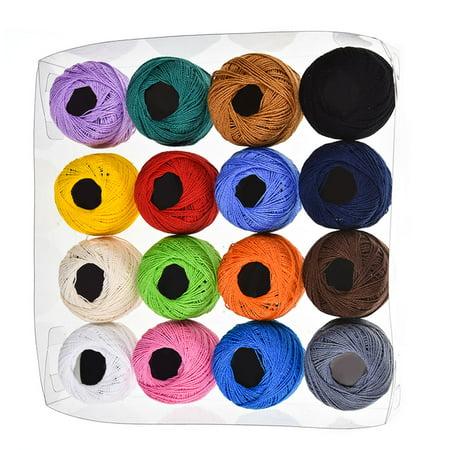 Homeholiday 16 Colors Crochet Cotton Yarn Balls Cross Stitch ...