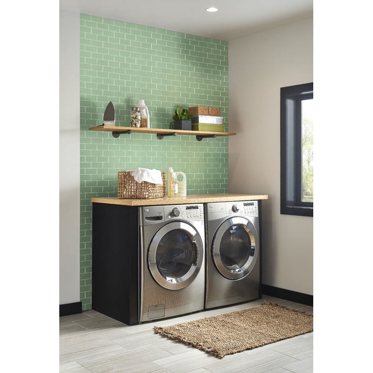 Mainstays Green Peel and Stick Subway Mosaic Wall Tile, 2.76 Sqft
