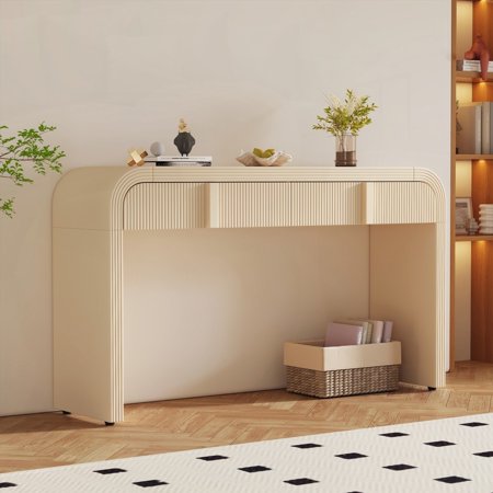 Entryway Console Table by TREXM - 2 Storage & Rounded Silhouette (Apricot Cream)