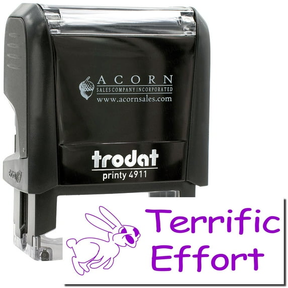 Self-Inking Terrific Effort Stamp, Trodat Printy 4911, Press and Print Stamping, Impression Size 5/8" x 1-1/2", Up to 10,000 Impressions - Purple Ink