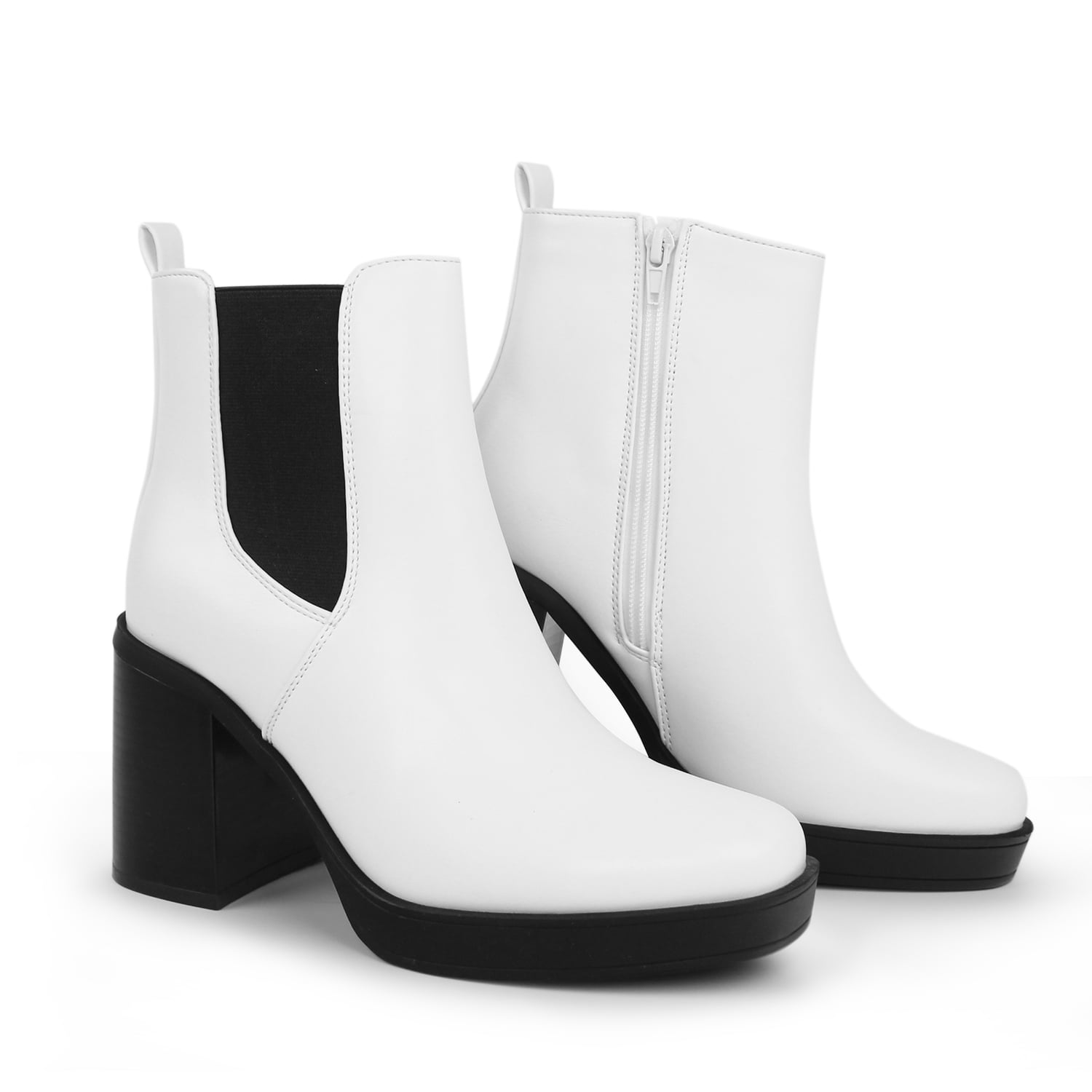 Hawkwell Women's Platform Side Zipper Chelsea Boots Chunky High