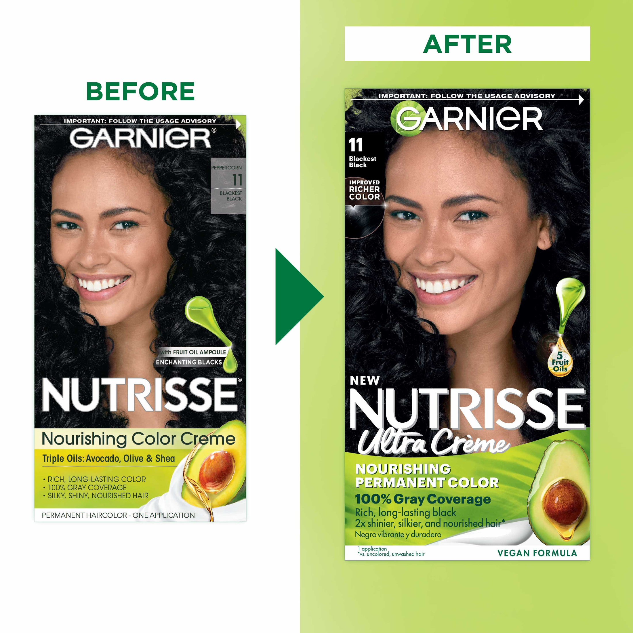 Garnier Nutrisse Nourishing Hair Color Creme, 11 Blackest Black - image 3 of 11