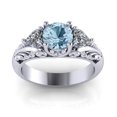 thumbnail image 2 of 925 Sterling Silver Round Cut Aquamarine Floral Promise Ring, 2 of 2