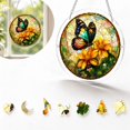 thumbnail image 6 of Acrylic Jigsaw Puzzle Suncatcher Stained glass acrylic style Window Hanging 8 Inch Round Wall Art for Home Decor Window Decorations Hanging Wall Decor Sunflower and Butterfly Design, 1 Pack, 6 of 6