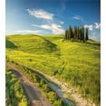 thumbnail image 3 of Tuscany Duvet Cover Set, Tuscany Italy Getaway Dreamland Cultivated Land Wildflowers Springtime, Decorative 3 Piece Bedding Set with 2 Pillow Shams, Calking Size, Sky Blue Fern Green, by Ambesonne, 3 of 3