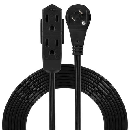 General Electric 3-Outlet Extension Cord, 15 ft., Indoor, Right Angle Plug, 15A, Black, 56987