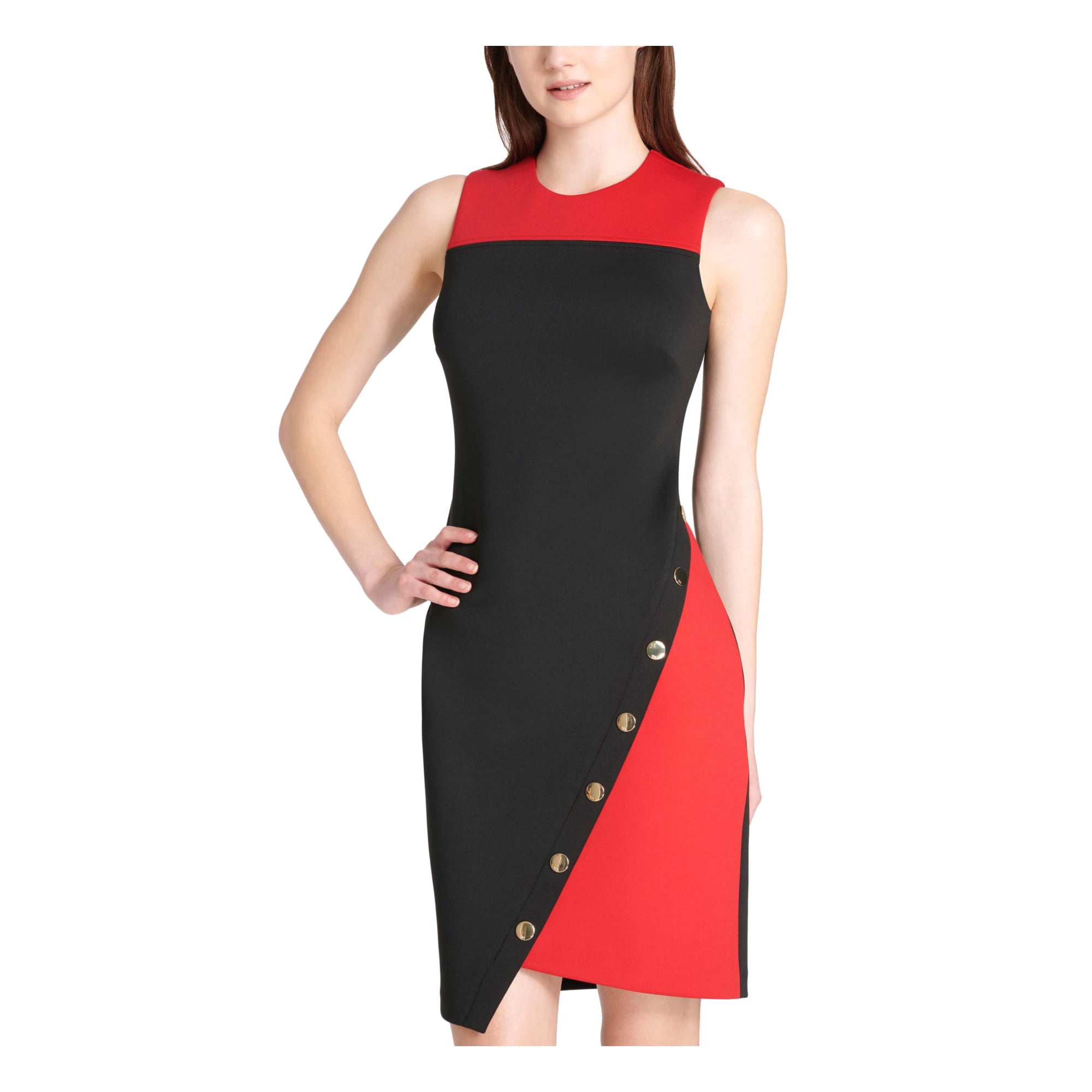 TOMMY HILFIGER $99 Womens Red Color Block Embellished Fit + Flare Dress 8  B+B - Walmart.com