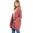 thumbnail image 2 of Lana Roux Women's Juniors Popcorn Fuzzy Eyelash Knit Cardigan (Berry, M/L), 2 of 3