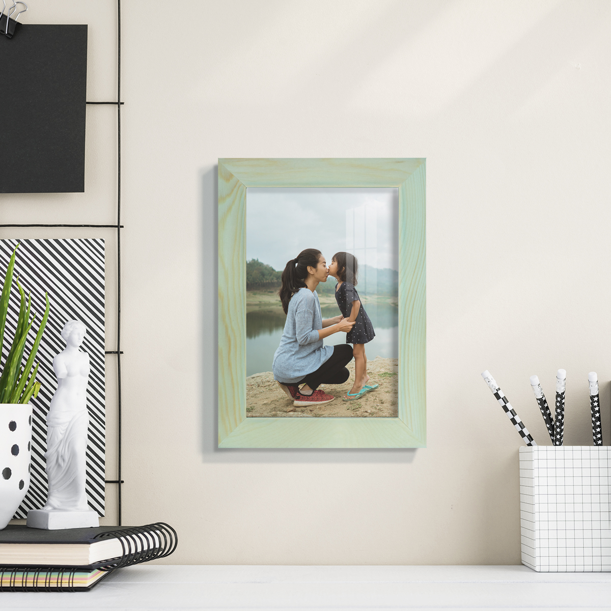 5x7 Wood Grain Picture Frame - Seafoam Green