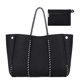 thumbnail image 2 of Gran oferta de bolsos de viaje, novedad de 2024, bolso de mano de neopreno perforado para mujer con monedero pequeño, bolso de playa grande de neopreno, 2 of 5