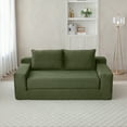 thumbnail image 5 of Memory Foam Cloud Loveseat Sofa - 2 in 1 Convertible Folding Couch Bed, No Assembly Compressed Corduroy Floor Lounge for Apartment Office Bedroom,Green, 5 of 13