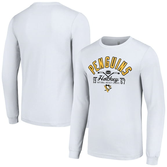 Men's Starter  White Pittsburgh Penguins Puck Long Sleeve T-Shirt