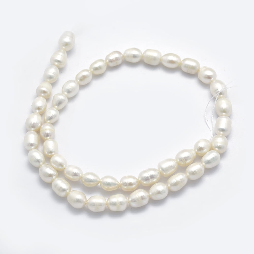 Cultured Freshwater Pearl Beads Strands Oval Floral White 8~9x7~8mm Hole: 0.8mm Hole: 0.8mm 34pcs/strand