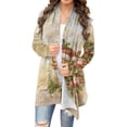 thumbnail image 3 of DDAPJ pyju Christmas Cardigan for Women 2025 Funny Snowflake Santa Print Tops Lightweight Casual Open Front Long Sleeve Cardigans Khaki M, 3 of 6
