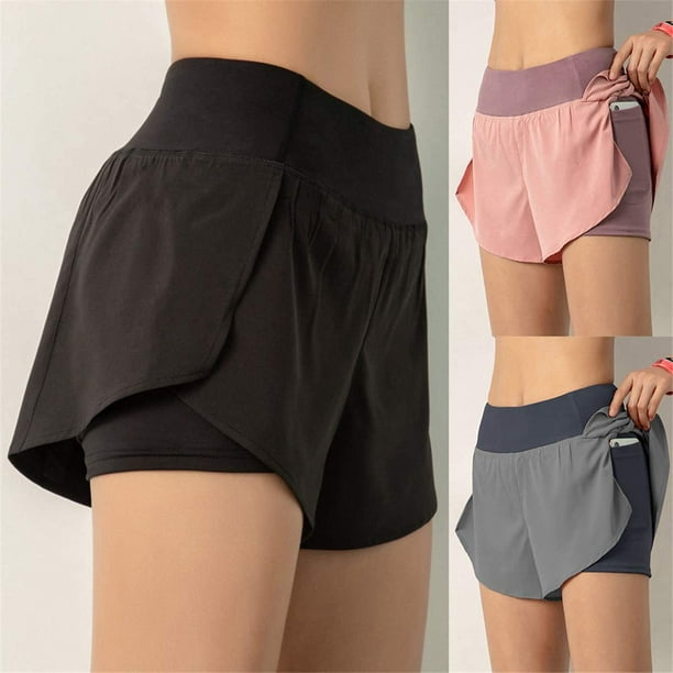 Women Running Shorts 2 in 1 Yoga Shorts with Phone Pocket Double Layer  Liner Workout Short Pants, Quick Dry Athletic Shorts with Pocket Athletic  Gym Yoga Shorts for Women with Phone Pockets 