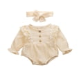 thumbnail image 1 of Baby Girls Solid Color Long Sleeve Ruffle Romper Autumn Outfit 0-24 Months, 1 of 5