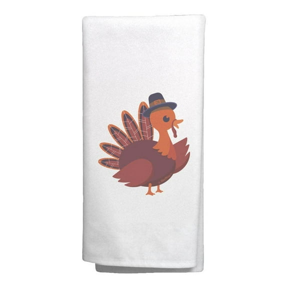 ThisWear Fall Decorations for Home Thanksgiving Turkey Pilgrim Decorative Kitchen Towel White