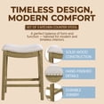 thumbnail image 3 of ROME + OAK Parker 26" Backless Saddle Counter Stool, Natural Wood, Cream Fabric, Set of 3, 3 of 13